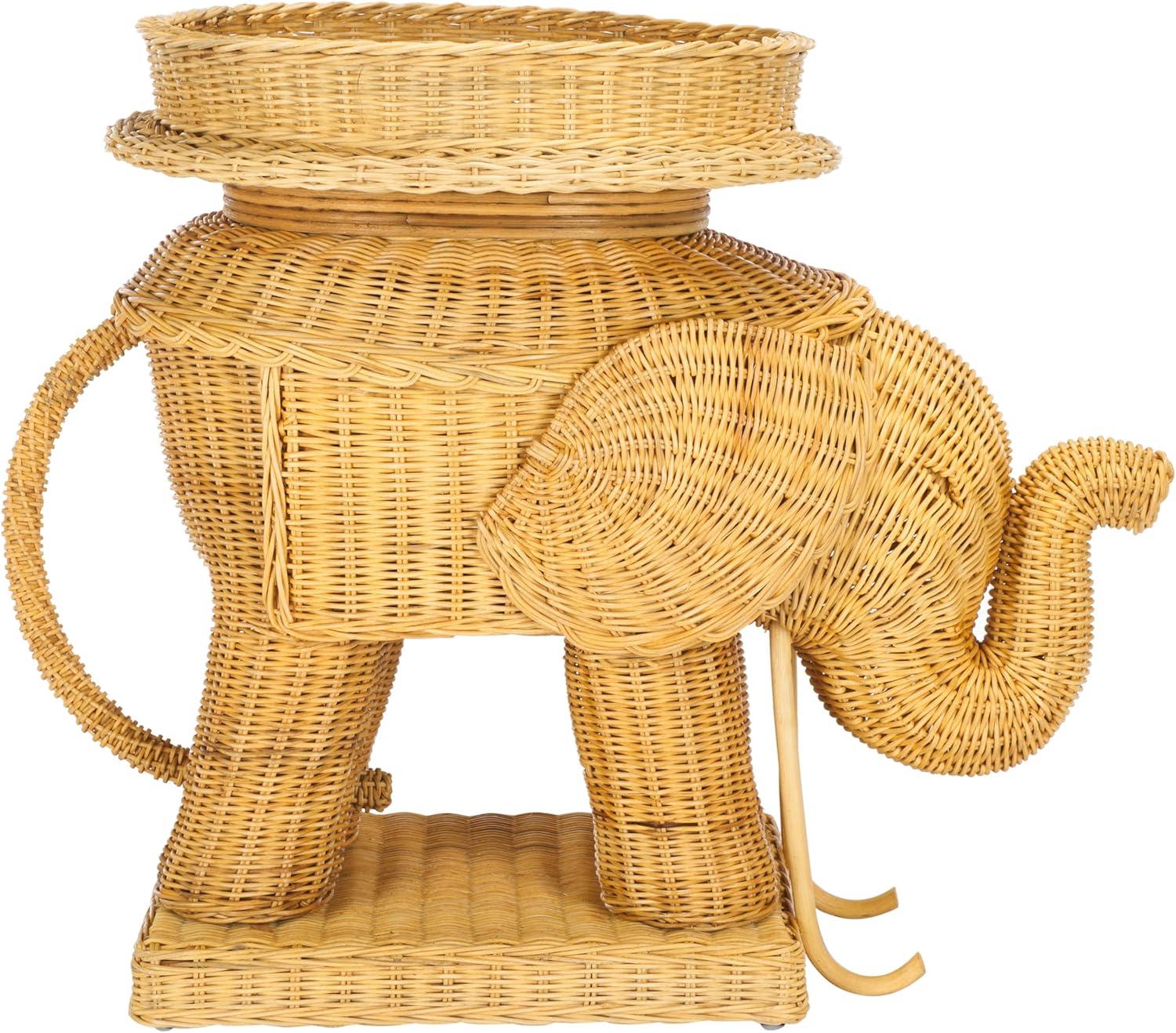 image:imageSAFAVIEH Home Collection Balford Rattan Storage Accent Table with Tray Fully Assembled Natural Modern Side Table for Living Room SEA7038ANatural