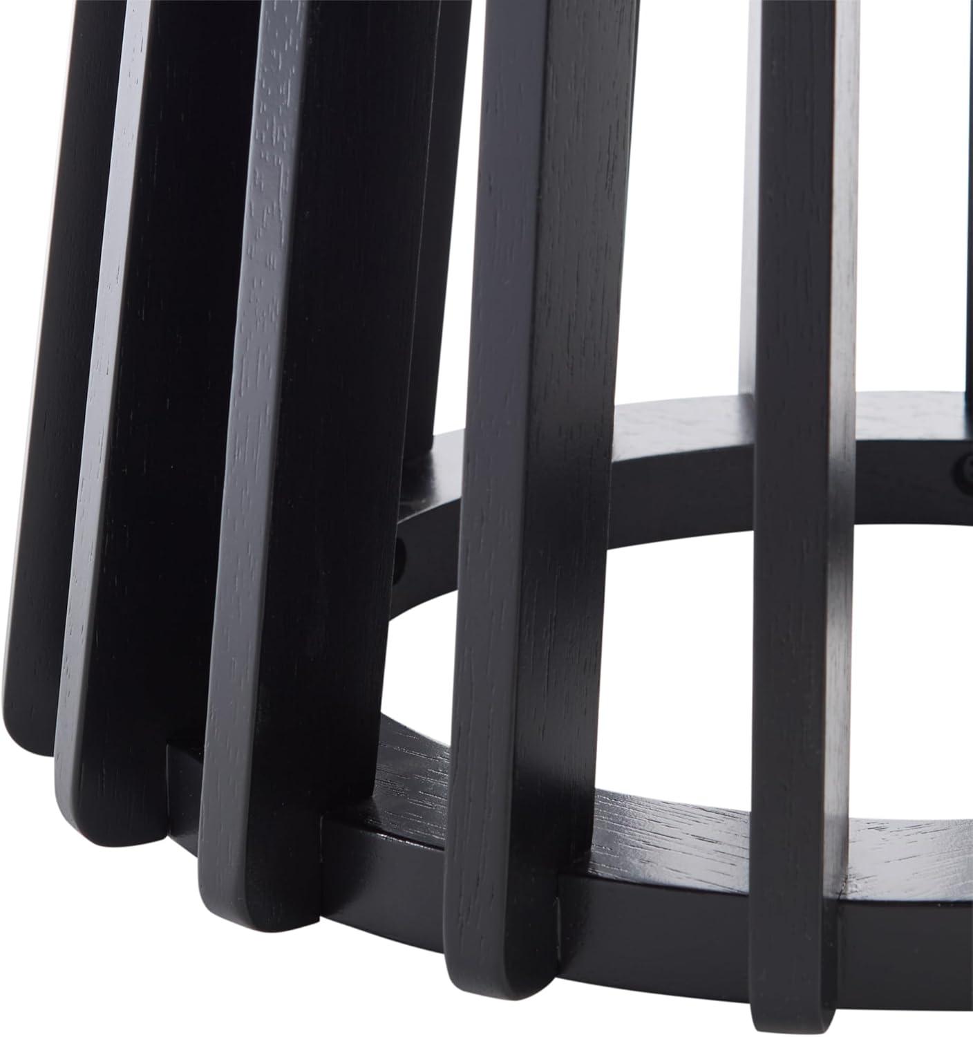 image:imageSAFAVIEH Home Collection Cassio Natural Brown Accent Table Sculptural Modern Side Table Flared Slatted Base ACC9200BBlack