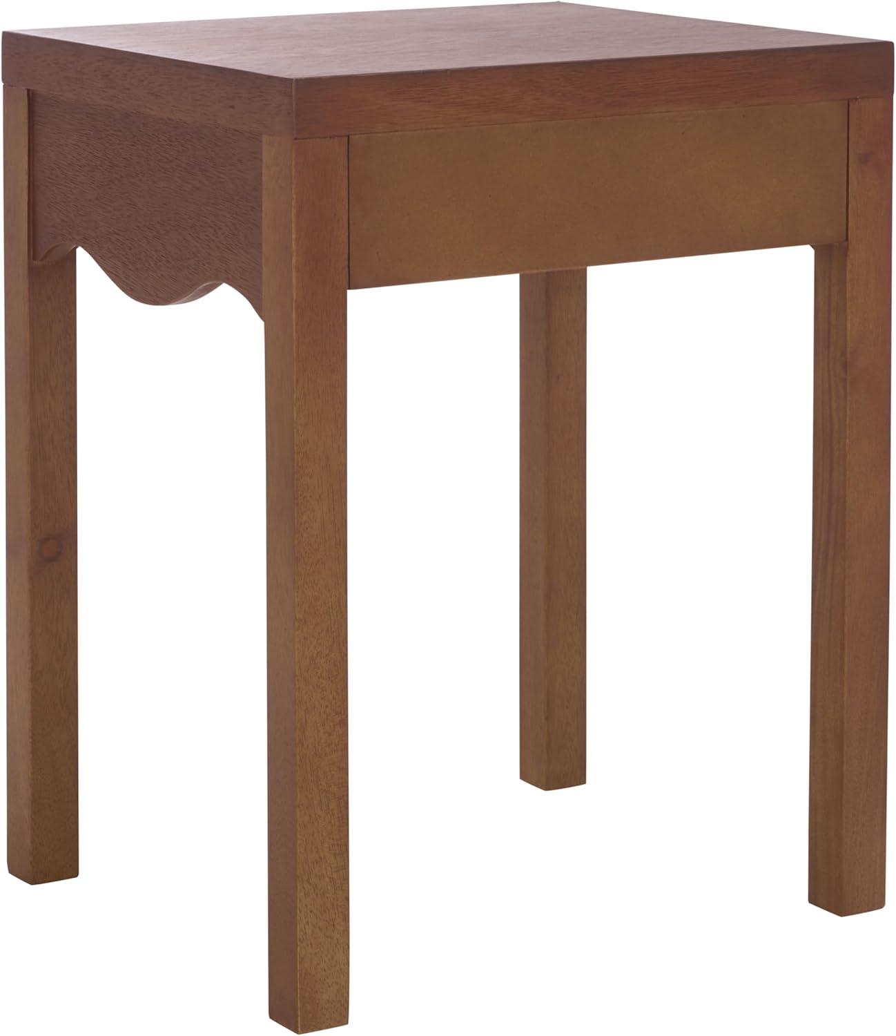 image:imageSAFAVIEH Home Collection Kannie Dark Oak Accent Table 1 Drawer Side Table Scalloped Apron Detail Fully Assembled ACC6614ADark Oak