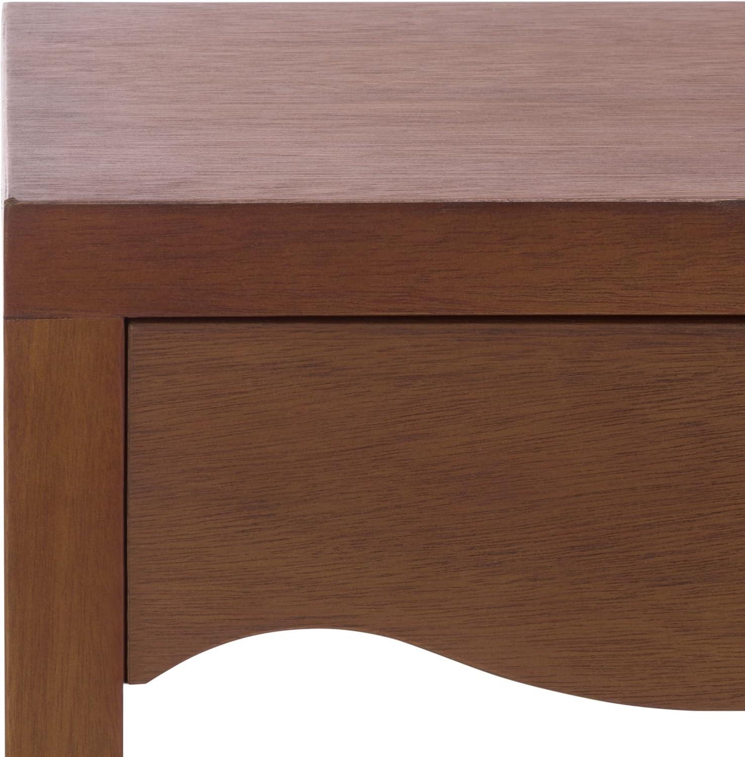 image:imageSAFAVIEH Home Collection Kannie Dark Oak Accent Table 1 Drawer Side Table Scalloped Apron Detail Fully Assembled ACC6614ADark Oak