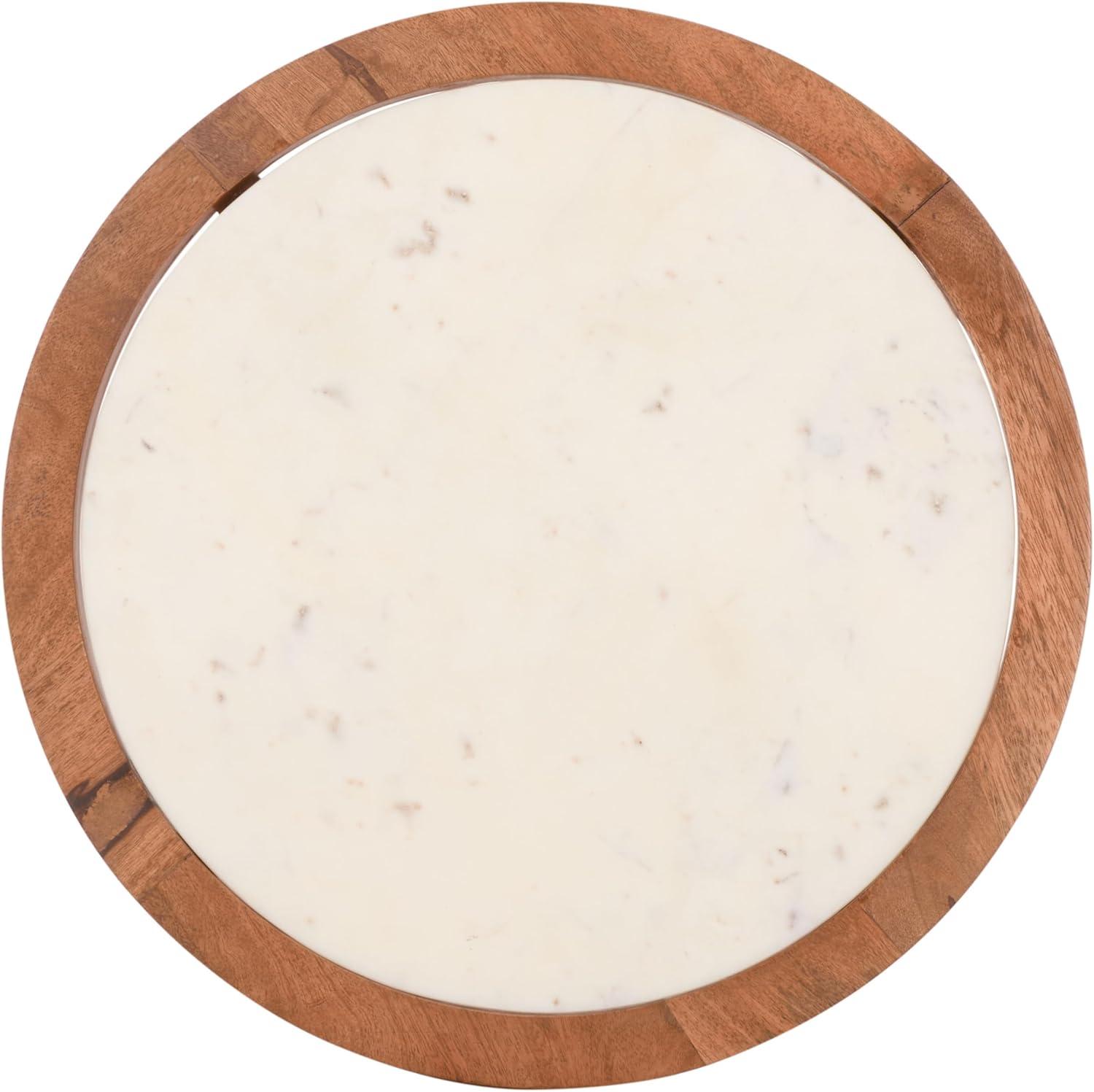 image:imageSAFAVIEH Home Collection Minori Walnut Solid Wood amp White Marble Round Top Side Table ACC5515AWalnutWhite