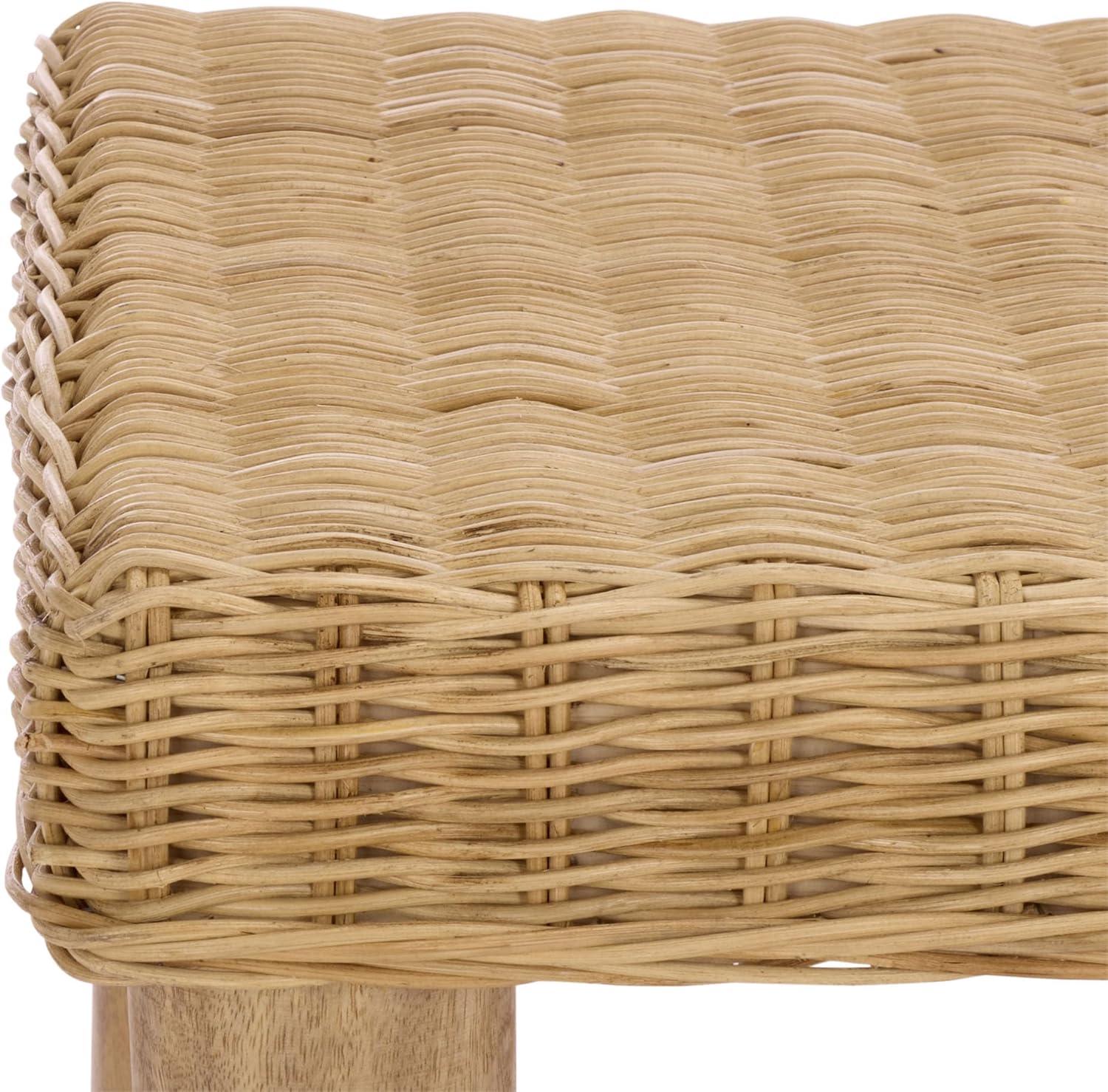 image:imageSAFAVIEH Home Collection Shazza Natural Rattan Accent Table Solid Wood Legs Rustic Boho Design Fully Assembled ACC6510ANatural