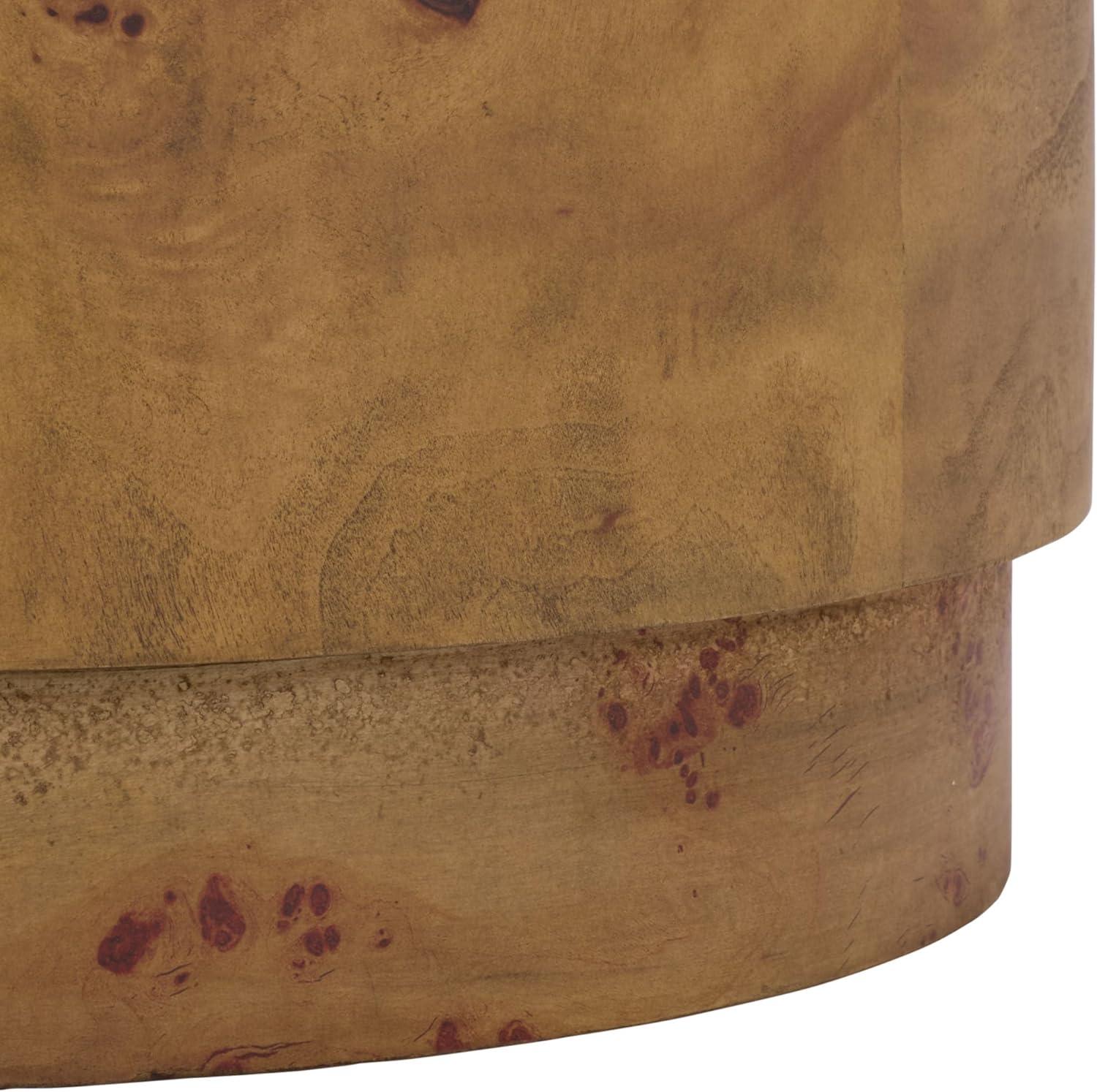 image:imageSAFAVIEH Home Collection Siya Natural Brown Accent Table Round Drum Side Table Burl Wood Look Fully Assembled ACC6611ABrown