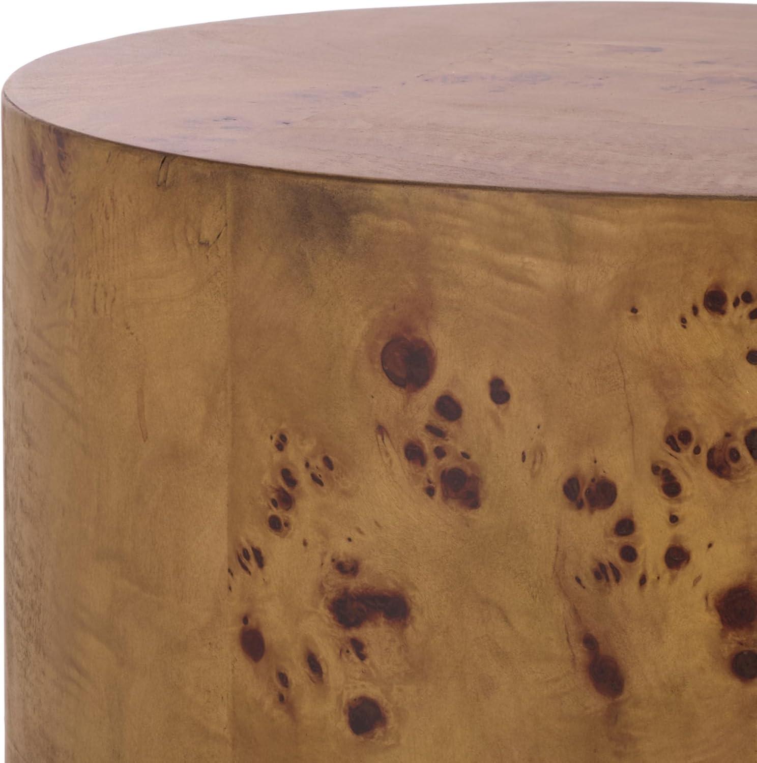 image:imageSAFAVIEH Home Collection Siya Natural Brown Accent Table Round Drum Side Table Burl Wood Look Fully Assembled ACC6611ABrown