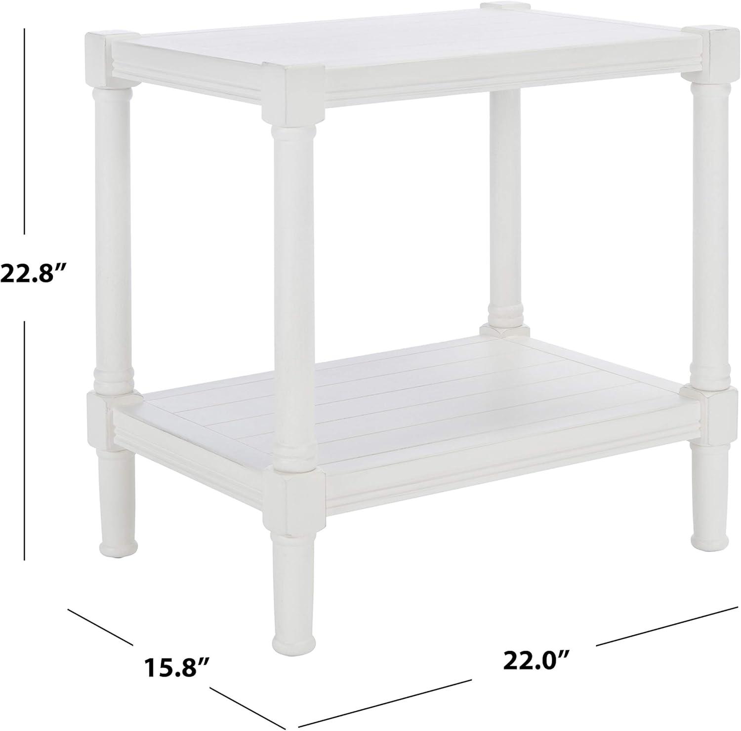 image:imageSAFAVIEH Home Collection Rafiki Black Rectangle Bottom Shelf Accent Table ACC5710B 22 W x 158 L x 228 HDistressed White