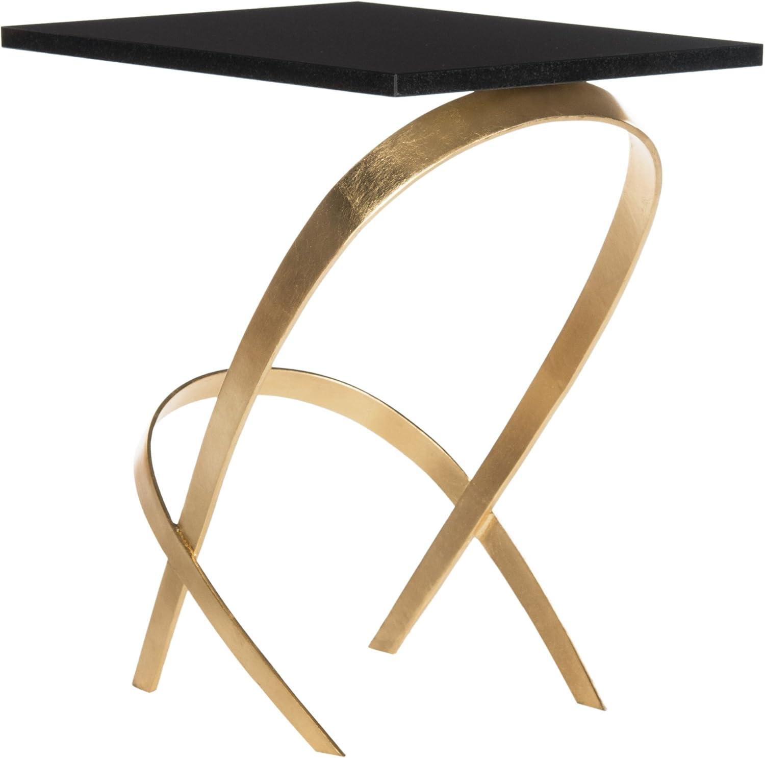image:imageSafavieh Home Collection Dovie Black and Gold Leaf Glass Top Side Table