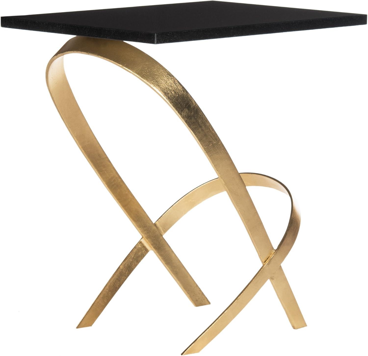 image:imageSafavieh Home Collection Dovie Black and Gold Leaf Glass Top Side Table