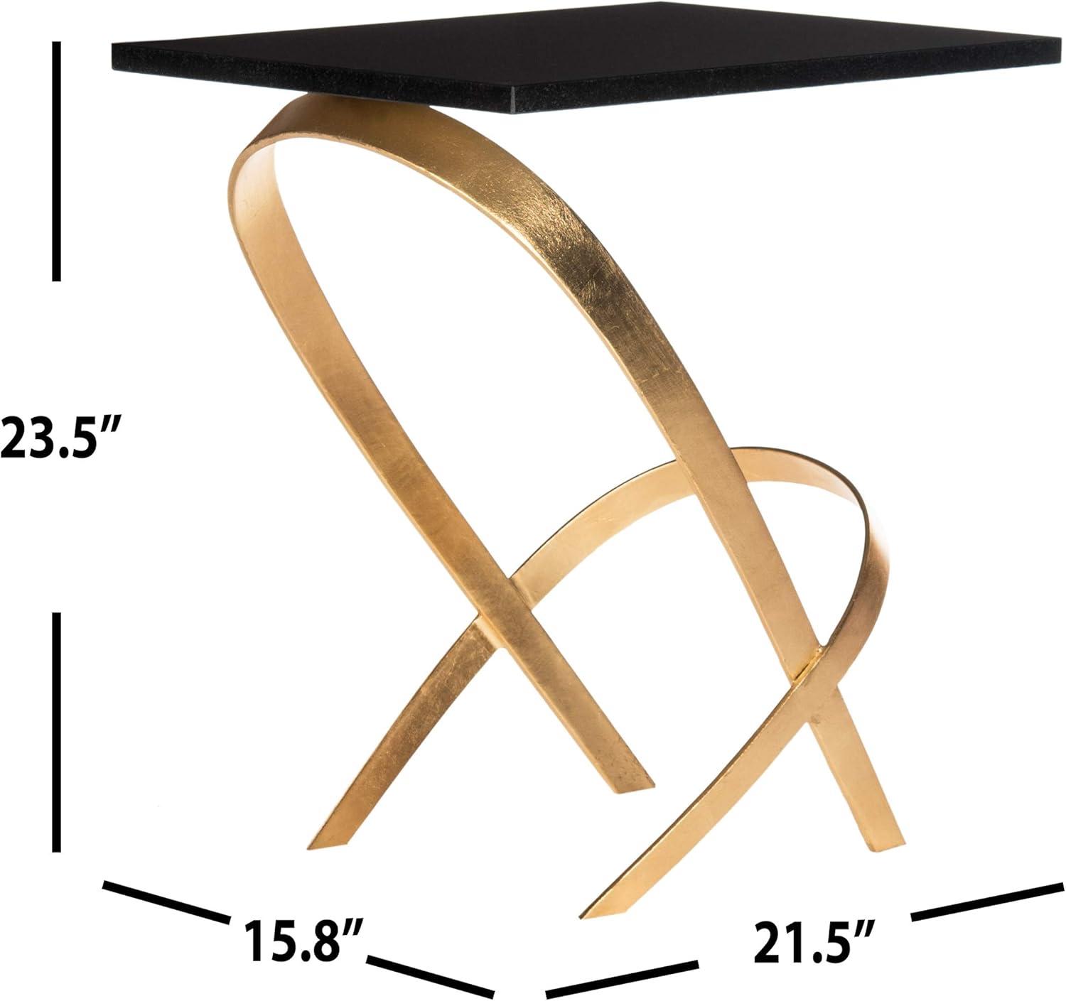 image:imageSafavieh Home Collection Dovie Black and Gold Leaf Glass Top Side Table