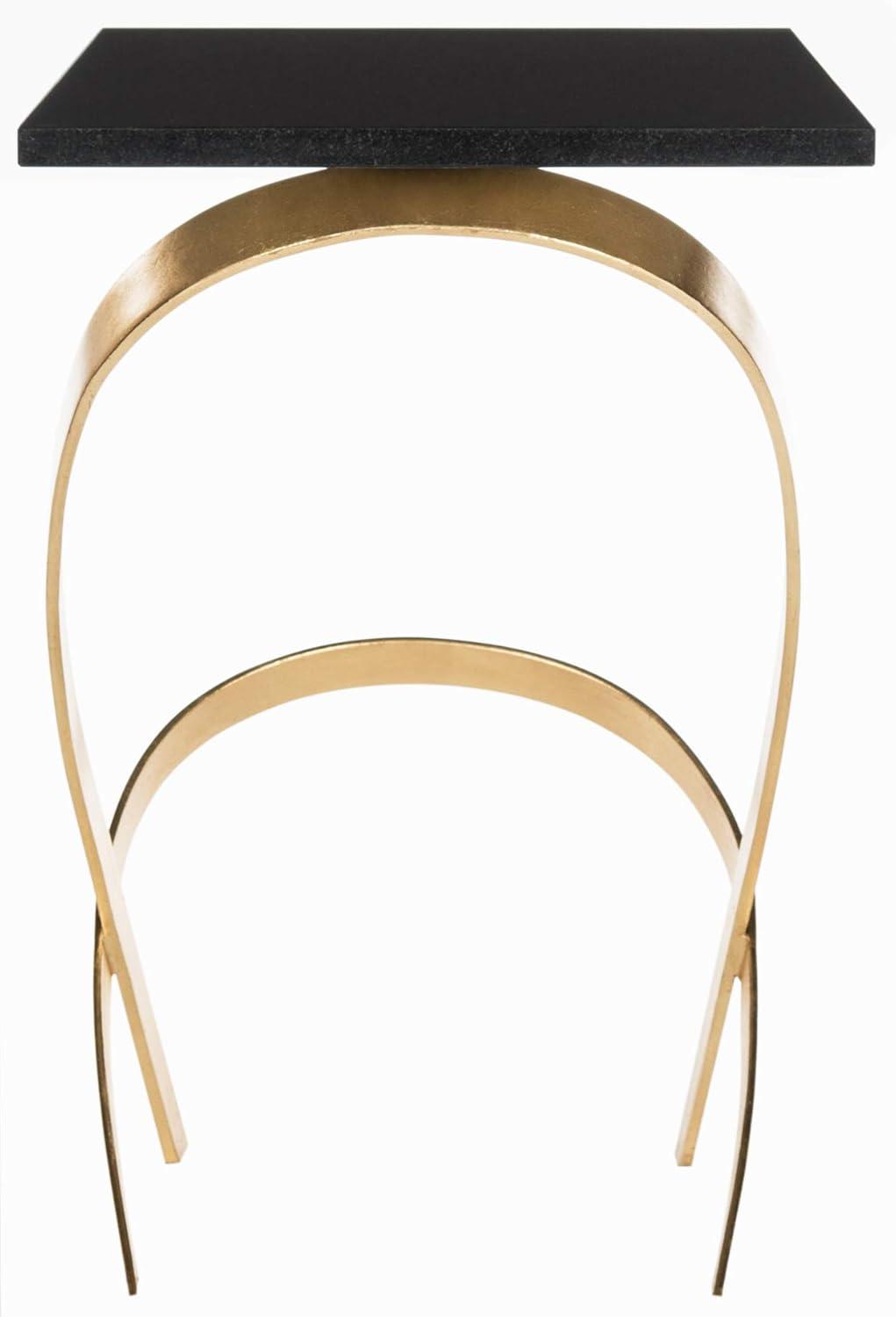 image:imageSafavieh Home Collection Dovie Black and Gold Leaf Glass Top Side Table