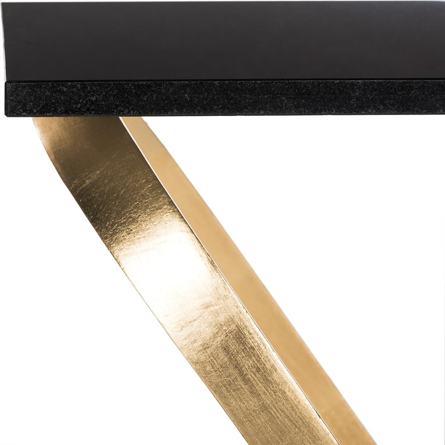 image:imageSafavieh Home Collection Dovie Black and Gold Leaf Glass Top Side Table