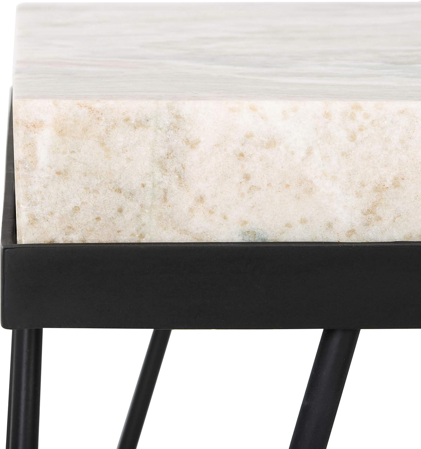 image:imageSafavieh Home Jada Multi Grey Marble Stone Top and Black Accent Table ACC3705A