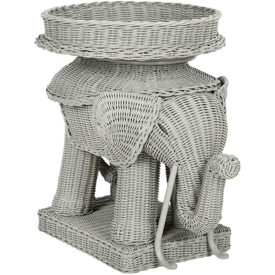 image:imageSAFAVIEH Home Collection Balford Rattan Storage Accent Table with Tray Fully Assembled Natural Modern Side Table for Living Room SEA7038AGrey