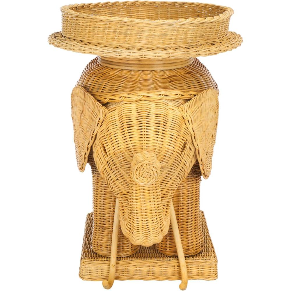 image:imageSAFAVIEH Home Collection Balford Rattan Storage Accent Table with Tray Fully Assembled Natural Modern Side Table for Living Room SEA7038ANatural