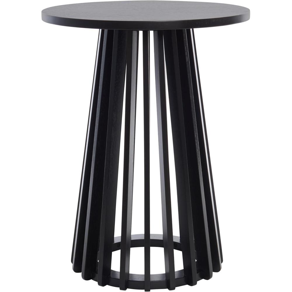 image:imageSAFAVIEH Home Collection Cassio Natural Brown Accent Table Sculptural Modern Side Table Flared Slatted Base ACC9200BBlack