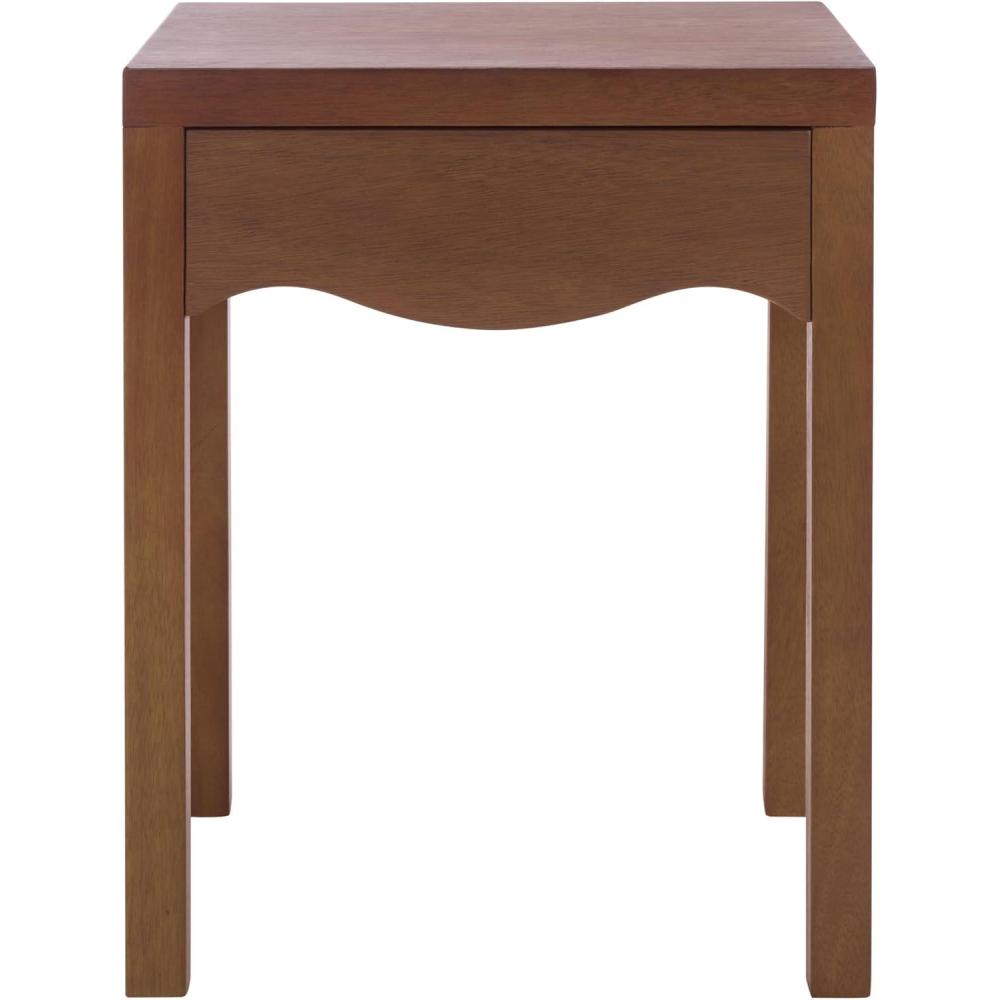 image:imageSAFAVIEH Home Collection  Kannie Dark Oak Accent Table 1 Drawer Side Table Scalloped Apron Detail Fully Assembled ACC6614ADark Oak