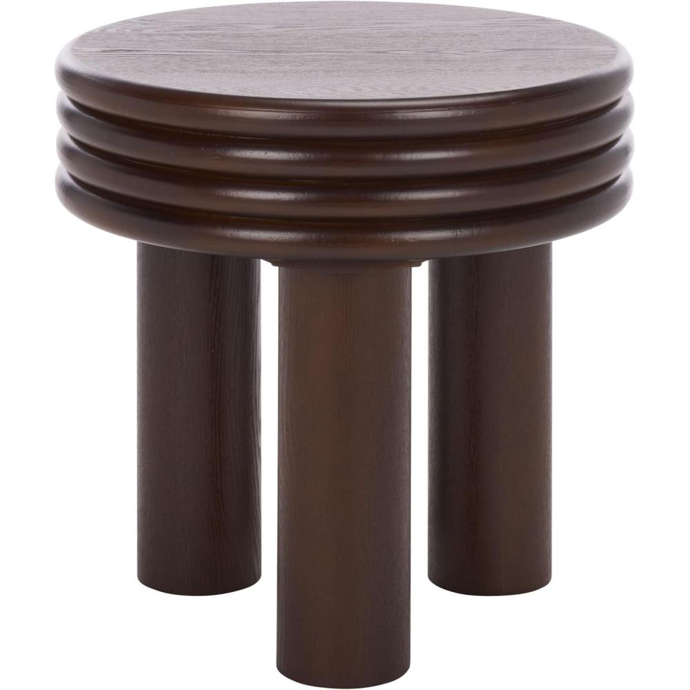image:imageSAFAVIEH Home Collection Ohana Dark Brown Accent Table Sculptural Round Side Table Modern Pedestal Design ACC2327ADark Brown