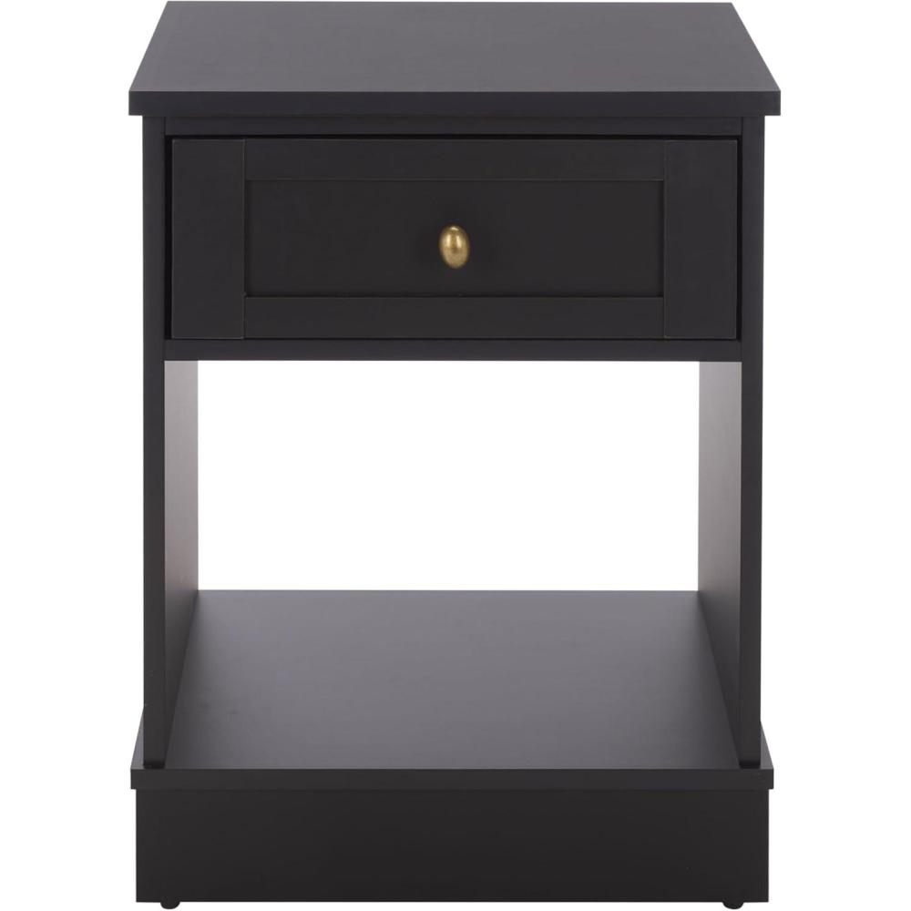 image:imageSAFAVIEH Home Collection Shafa 1Drawer 1Shelf Side Table Natural Finish with Brass Metal Accents Storage Accent Table for Living Room or Office ACC3100BBlackBrass