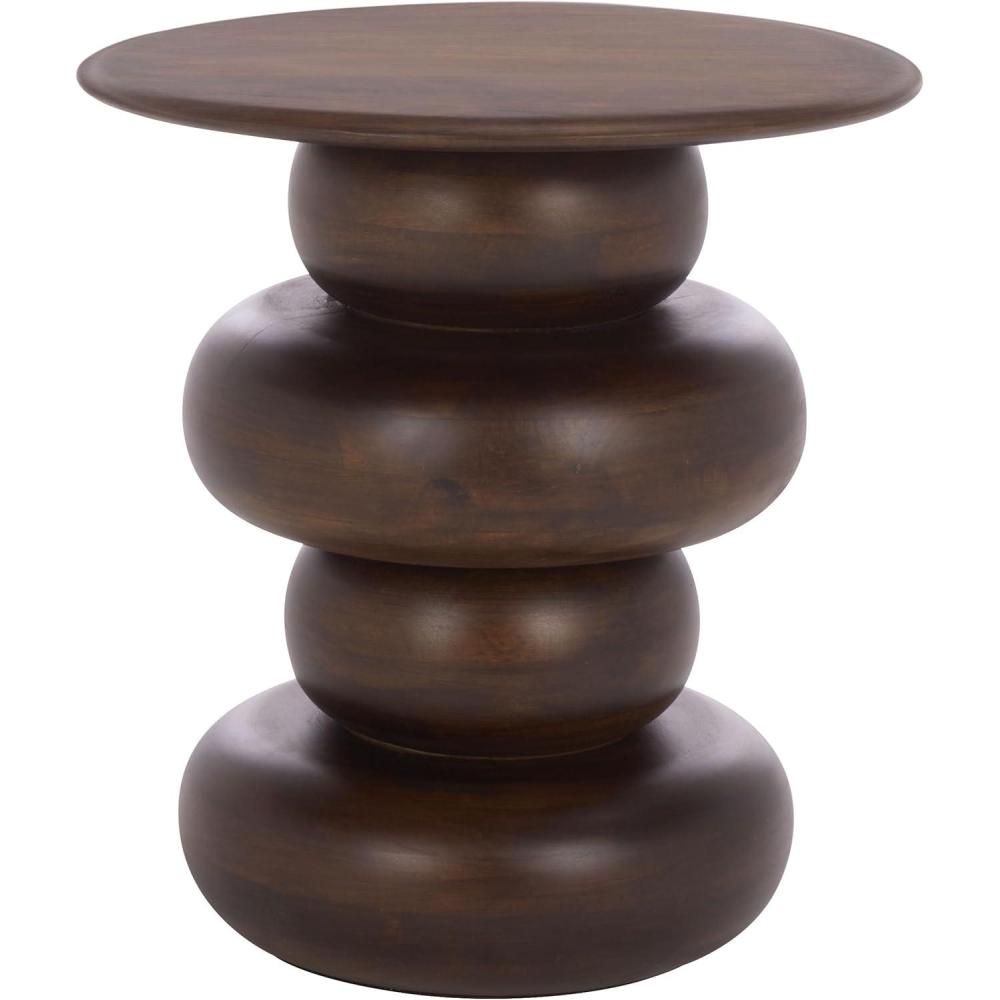 image:imageSAFAVIEH Home Collection Zenso Accent Table Dark Brown Sculptural Solid Wood Side Table Modern Round Design Fully Assembled ACC3255ADark Brown