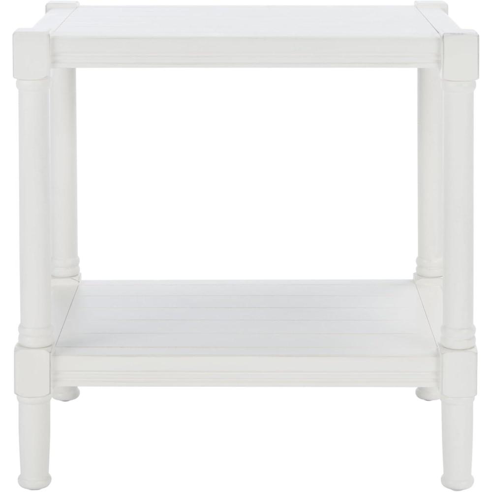 image:imageSAFAVIEH Home Collection Rafiki Black Rectangle Bottom Shelf Accent Table ACC5710B 22 W x 158 L x 228 HDistressed White