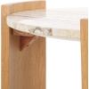 SAFAVIEH Couture Collection – Damarcus Travertine & Solid Wood Accent Table, Round Top, Classic Sculptural Design (SFV9705A)(Natural/Travertine)