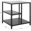SAFAVIEH Couture Collection – Hodge Black Iron Accent Table, 3-Shelf Open Storage Side Table, Minimalist Modern Design (SFV9557A)(Black)