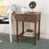 SAFAVIEH Home Collection – Allura Distressed White Accent Table with Drawer & Shelf, Modern Farmhouse Nightstand, Carved Detail Design (ACC5718A)(Brown)