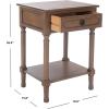 SAFAVIEH Home Collection – Allura Distressed White Accent Table with Drawer & Shelf, Modern Farmhouse Nightstand, Carved Detail Design (ACC5718A)(Brown)
