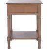 SAFAVIEH Home Collection – Allura Distressed White Accent Table with Drawer & Shelf, Modern Farmhouse Nightstand, Carved Detail Design (ACC5718A)(Brown)