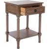SAFAVIEH Home Collection – Allura Distressed White Accent Table with Drawer & Shelf, Modern Farmhouse Nightstand, Carved Detail Design (ACC5718A)(Brown)