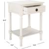 SAFAVIEH Home Collection – Allura Distressed White Accent Table with Drawer & Shelf, Modern Farmhouse Nightstand, Carved Detail Design (ACC5718A)(Distressed / White)
