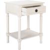 SAFAVIEH Home Collection – Allura Distressed White Accent Table with Drawer & Shelf, Modern Farmhouse Nightstand, Carved Detail Design (ACC5718A)(Distressed / White)