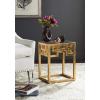 SAFAVIEH Home Collection – Byram Greek Key Antique Gold Glass Top End Table, Fully Assembled, Modern Glam Accent Table (FOX2574A)