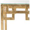 SAFAVIEH Home Collection – Byram Greek Key Antique Gold Glass Top End Table, Fully Assembled, Modern Glam Accent Table (FOX2574A)