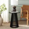 SAFAVIEH Home Collection – Cassio Natural Brown Accent Table, Sculptural Modern Side Table, Flared Slatted Base (ACC9200B)(Black)