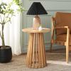 SAFAVIEH Home Collection – Cassio Natural Brown Accent Table, Sculptural Modern Side Table, Flared Slatted Base (ACC9200B)(Natural)