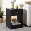SAFAVIEH Home Collection – Shafa 1-Drawer 1-Shelf Side Table, Natural Finish with Brass Metal Accents, Storage Accent Table for Living Room or Office (ACC3100B)(Black/Brass)