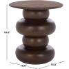 SAFAVIEH Home Collection – Zenso Accent Table, Dark Brown Sculptural Solid Wood Side Table, Modern Round Design, Fully Assembled (ACC3255A)(Dark Brown)