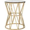 Safavieh Couture Home Delsy Glam Gold Stainless Steel and Glass Top End Table