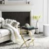 Safavieh Home Collection Dovie Black and Gold Leaf Glass Top Side Table