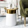 Safavieh Home Collection Zenith Tray Top Gold and White Side Table