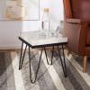 Safavieh Home Jada Multi Grey Marble Stone Top and Black Accent Table (ACC3705A)