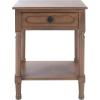 SAFAVIEH Home Collection – Allura Distressed White Accent Table with Drawer & Shelf, Modern Farmhouse Nightstand, Carved Detail Design (ACC5718A)(Brown)