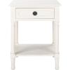 SAFAVIEH Home Collection – Allura Distressed White Accent Table with Drawer & Shelf, Modern Farmhouse Nightstand, Carved Detail Design (ACC5718A)(Distressed / White)