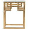 SAFAVIEH Home Collection – Byram Greek Key Antique Gold Glass Top End Table, Fully Assembled, Modern Glam Accent Table (FOX2574A)