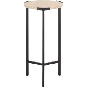 SAFAVIEH Home Collection – Abama Ivory Marble Round Top & Black Metal Side Table, Modern Accent Table (ACC5516A)(Ivory/Black)