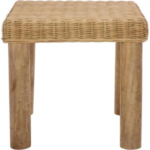 SAFAVIEH Home Collection – Shazza Natural Rattan Accent Table, Solid Wood Legs, Rustic Boho Design, Fully Assembled (ACC6510A)(Natural)