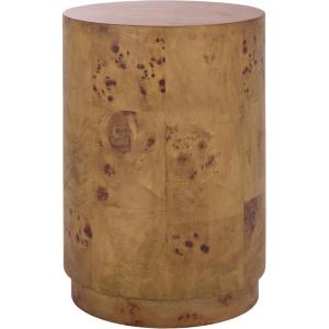 SAFAVIEH Home Collection – Siya Natural Brown Accent Table, Round Drum Side Table, Burl Wood Look, Fully Assembled (ACC6611A)(Brown)