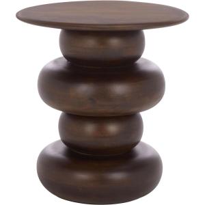 SAFAVIEH Home Collection – Zenso Accent Table, Dark Brown Sculptural Solid Wood Side Table, Modern Round Design, Fully Assembled (ACC3255A)(Dark Brown)