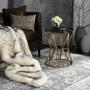 Safavieh Couture Home Delsy Glam Gold Stainless Steel and Glass Top End Table