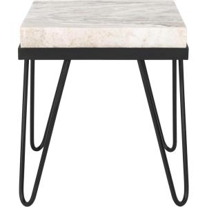 Safavieh Home Jada Multi Grey Marble Stone Top and Black Accent Table (ACC3705A)